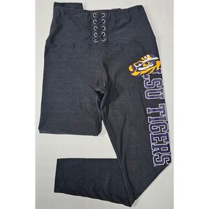 PINK Victoria's Secret LSU Tigers Lace Up Leggings Gray Womens Small 389412-LSU